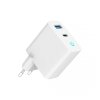 GEMBIRD 2-PORTOWA SZYBKA ŁADOWARKA SIECIOWA GAN (PD) USB (A+C), 45W, LED, BIAŁA