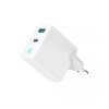 GEMBIRD 2-PORTOWA SZYBKA ŁADOWARKA SIECIOWA GAN (PD) USB (A+C), 45W, LED, BIAŁA