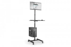 Stojak - mobilna stacja robocza DIGITUS 1xLCD max.32 max.8kg + klawiatura + PC max.10kg, uchyl.-obrot.