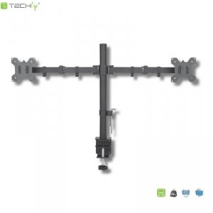 Uchwyt biurkowy Techly 13-27, 2x10kg na 2 monitory, obrotowy