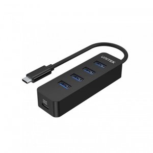 HUB USB-C Unitek H1117B 4xUSB-A 3.1, aktywny, 10W