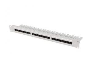 Patch panel 24 Lanberg port 1U 19 kat.6a UTP z organizerem kablowym szary
