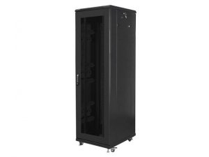Szafa instalacyjna Rack stojąca 19 42U 600x800 czarna drzwi perforowane Lanberg (flat pack)