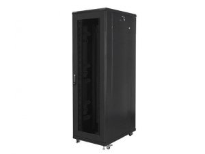 Szafa instalacyjna Rack stojąca 19 42U 800x1000 czarna drzwi perforowane Lanberg (flat pack)