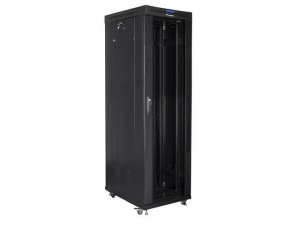Szafa instalacyjna Rack stojąca 19 42U 600x1000 czarna drzwi szklane LCD Lanberg (flat pack)