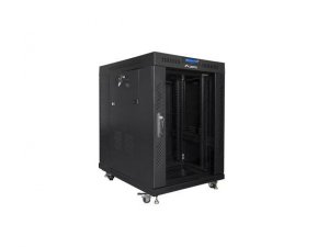 Szafa instalacyjna Rack stojąca 19 15U 600x800 czarna drzwi szklane LCD Lanberg (flat pack)