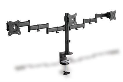 Stojak biurkowy potrójny z zaciskiem DIGITUS, 3xLCD, max. 27&quot;, max. obciążenie 8kg, uchylno-obrotowy 360°