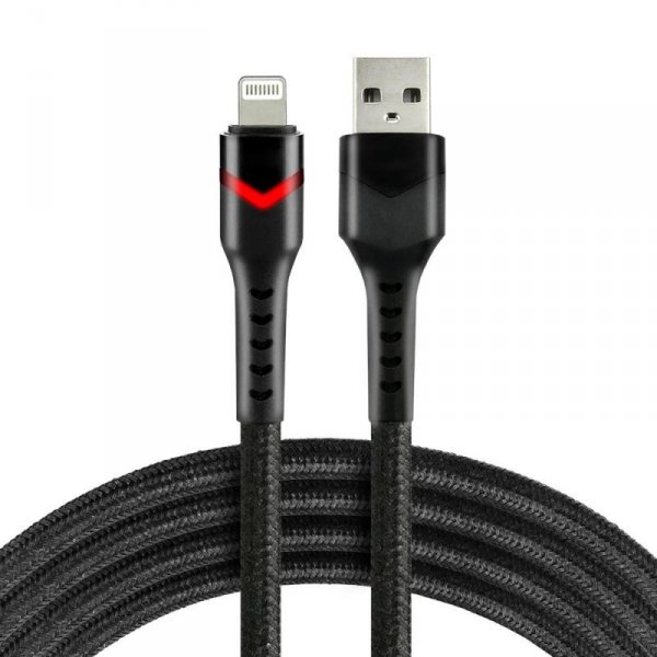 Kabel USB -&gt; Lightning everActive CBB-1IBR 1m 2,4A RGB LED czarny
