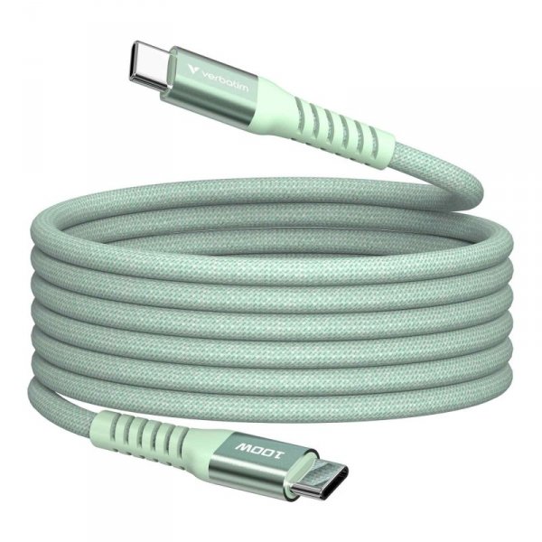 Kabel Verbatim USB-C(M) - USB-C(M) 1,2m, 100W, PD, zielony