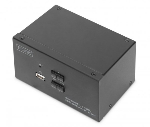 Przełącznik KVM DIGITUS 2 portowy HDMI, Dual Display, 4K 30Hz - USZ OPAK
