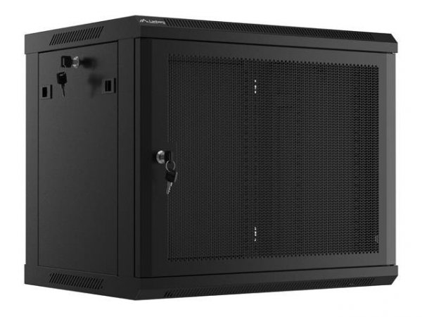 Szafa instalacyjna Lanberg rack wisząca 19&quot; 9U 600x450 drzwi perforowane czarna (flat pack)