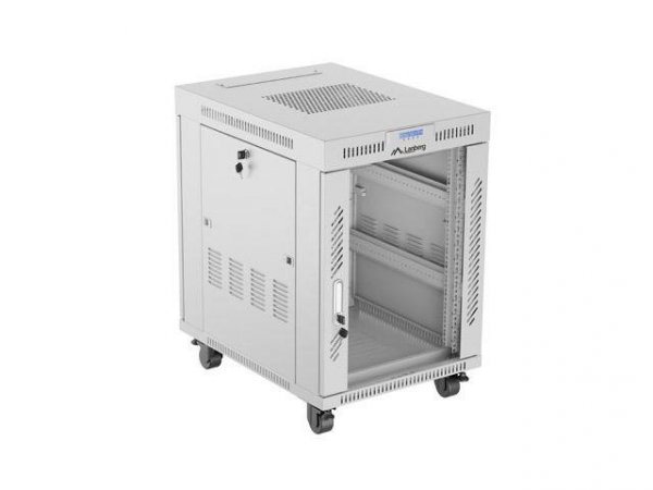 Szafa instalacyjna Rack stojąca 19&quot; 15U 600x800 szara drzwi szklane LCD Lanberg (flat pack)