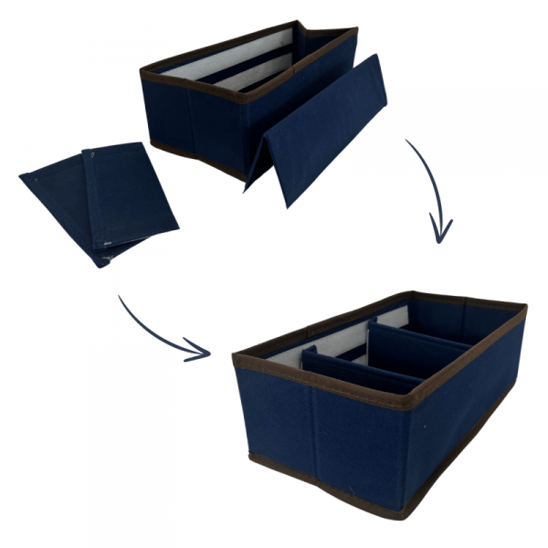 BLUE niebieski organizer do szuflady 3 przegrody 30,5x15,5x10cm
