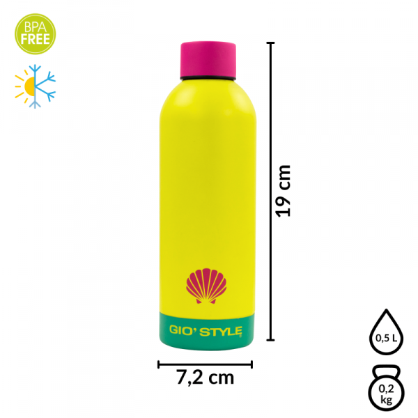 Butelka termiczna Kamai Gio Style, stal nierdzewna, żółta, pojemność 0,5L