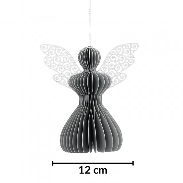 Aniołek papierowy składany 12cm – stylowa szarość