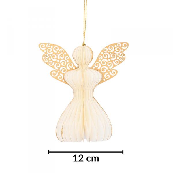 Aniołek papierowy składany 12cm – klasyczna biel