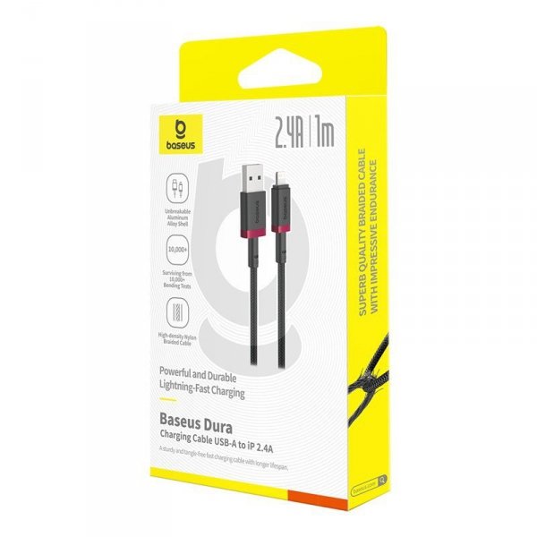 Kabel Baseus Dura 2.4A 1m (czerwono-czarny)