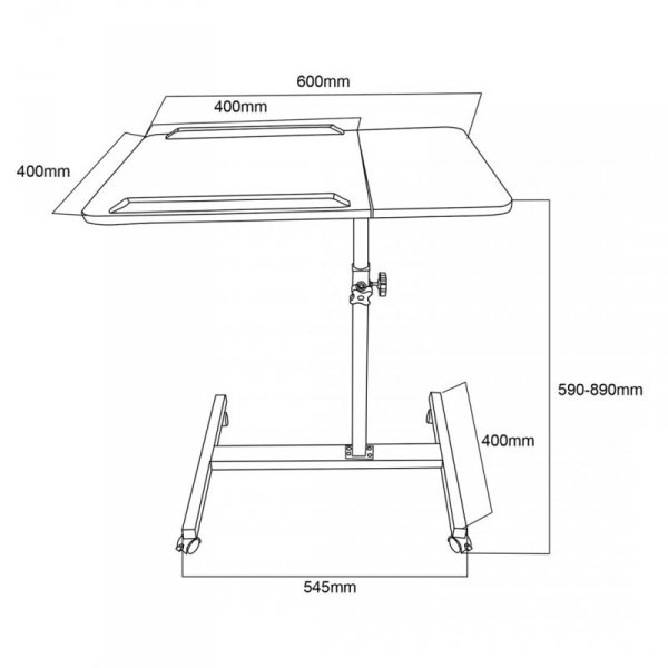 MACLEAN MOBILNE BIURKO/STAND NA LAPTOP, BIAŁE, REGULACJA WYSOKOŚĆ 59-89CM, MAX. 30KG MC-121 W