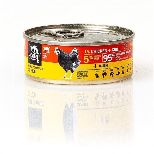 3Coty CHICKEN + KRILL  for Adult cats 80g