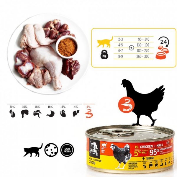 3Coty CHICKEN + KRILL  for Adult cats 80g