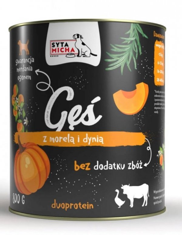 SYTA MICHA mokra karma  gęś z morelami i dynią 800g pies