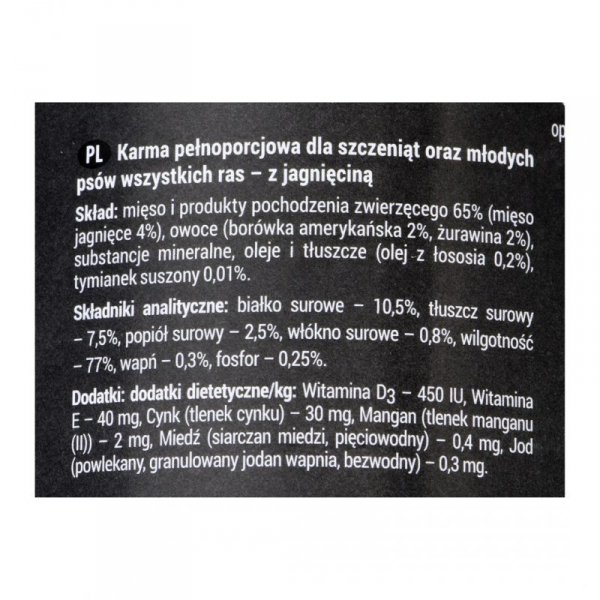 DOLINA NOTECI Rafi junior z jagnięciną, żurawiną i borówką - mokra karma dla szczeniąt - 400 g
