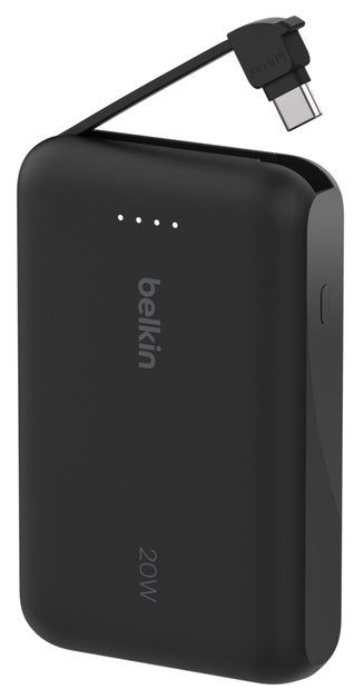 BELKIN POWERBANK 10 000 MAH, 20W, WBUDOWANY KABEL USB-C, BLACK