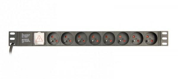 GEMBIRD LISTWA ZASILAJĄCA RACK 19&quot; PDU EG-PDU-014-FC14 1U, 16A, 8X FRANCUSKIE GNIAZDO, WTYK C14, KABEL 3M