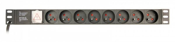 GEMBIRD LISTWA ZASILAJĄCA RACK 19&quot; PDU EG-PDU-014-FC14 1U, 16A, 8X FRANCUSKIE GNIAZDO, WTYK C14, KABEL 3M