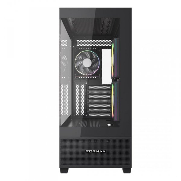 GEMBIRD OBUDOWA FORNAX X550 AQUARIUM MIDI-TOWER (2X USB 3.1, 1X USB TYPE-C) 3X FAN, CZARNA