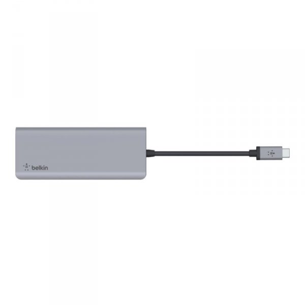 Hub Belkin Connect USB-C 7-in-1 Multiport Adapter 1x4k HDMI/2xUSB-A/1xUSB-C PD3.0/1xRJ45 Gigabit/1xCard reader/1xAudio Grey
