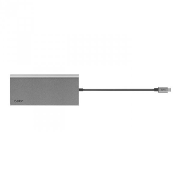 BELKIN HUB USB-C 8W1, 10 GBPS, 2X HDMI 4K SZARY