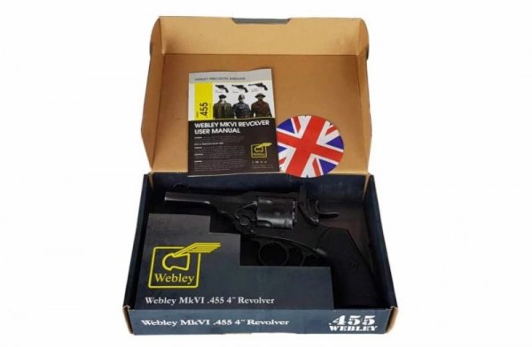 Rewolwer WEBLEY MKVI .455 Police kal.5,5 mm Diabolo łuski 6-strzał. lufa 4&quot; CO2 Battlefield Ekp do17J