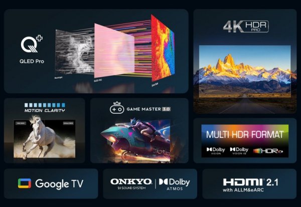 Telewizor TCL 55C655 QLED 55&#039;&#039; 4K Ultra HD Google TV Dolby Atmos DVB-T2 Czarny (WYPRZEDAŻ)