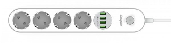 LISTWA ZASILAJĄCA Z WYŁĄCZNIKIEM Energizer 4x SCHUKO 4x USB-A 2500W 10A KABEL 2M