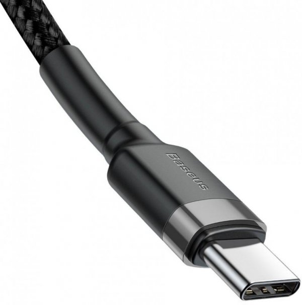 KABEL USB-C / USB-C Baseus Cafule CATKLF-HG1 200cm 60W 3A PD 2.0 QC 3.0 CZARNO-SZARY W OPLOCIE