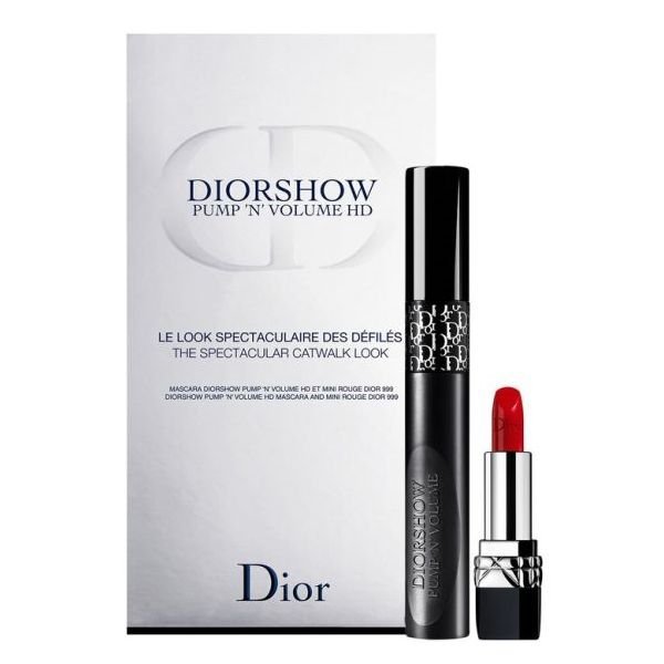 Diorshow Pump 'N' Volume HD Set - Mascara 090 Black 6 g + Lipstick 999 Rouge 1.5 g