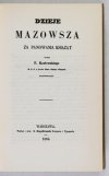 Kozłowski F. dzieje Mazowsza za panowania książąt (reprint)