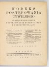 KODEKS postępowania cywilnego. (Postępowanie sporne, postępowanie egzekucyjne i zabezpieczające). Wyd. III. 1934