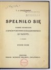 [PAPI Jadwiga Teresa] T. J. GAŁĘZOWSKA [pseud.] - Spełniło się. Powieść historyczna z czasów powstania kościuszkowskiego dla młodzieży. Z 6 rycinami. Wyd. II