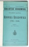 BIBLIOTEKA Krakowska: Nr 27: K. BĄKOWSKI Kronika krakowska 1796-1848. Cz. 1; nr 28: S. TOMKOWICZ Galerya portretów biskupów krakowskich; nr 29: Z. HENDEL, F. KOPERA Kościół św. Idziego w Krakowie