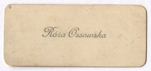 [OSSOWSKA Róża]. Róża Ossowska.