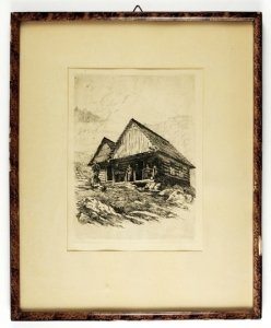 SCHRONISKO Towarzystwa Tatrzańskiego na Hali Gąsienicowej - akwaforta W. Eliasza-Radzikowskiego z teki Studia z Tatr z 1904