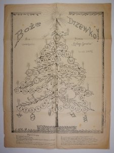 [GRA planszowa]. Boże drzewko. Gra towarzyska. Premia Małego Światka na rok 1897. Litografia na ark. 68x50,2 cm.