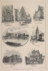 [KRAKÓW]. Architekturbilder aus Krakau. Nach photographischen Aufnamen. Siedem ilustracji drzeworytowych na ark. 40,4x27,7 cm.