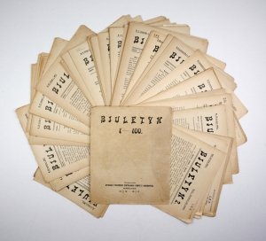 BIULETYN. Poufne. Drukowano jako rękopis. R. 1916, nr 2-48. R. 1917, nr 49-100.