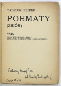 PEIPER Tadeusz - Poematy. (Zbiór).