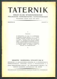 Taternik. Organ Klubu Wysokogórskiego Polskiego Towarzystwa Tatrzańskiego. R. 20: 1936, nr 2