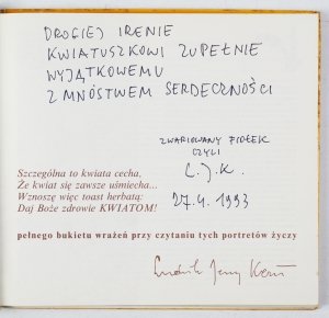 Kern Ludwik Jerzy - Portrety kwiatów. Wiersze. Rysunki Zdana Jasińska  [dedykacja autora]