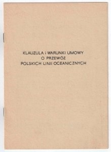 Klauzula i warunki umowy o przewóz Polskich Linii Oceanicznych 1969